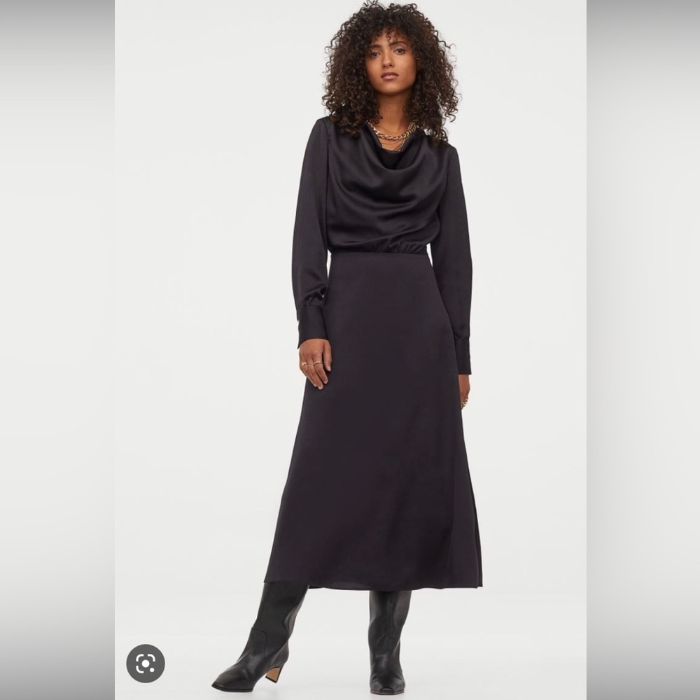 Long Satin Black Dress